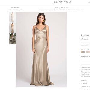 NWT Jenny Yoo Bridesmaid Dress - Pale Gold Brenna Dress Size 14